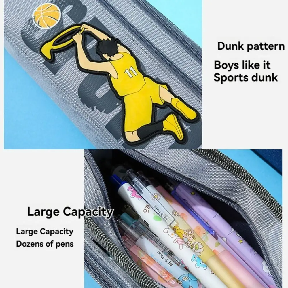 High Quality Basketball Pen Bag Multi-function Portable Stationery Organizer Cartoon Waterproof Stationery Storage Bag Students