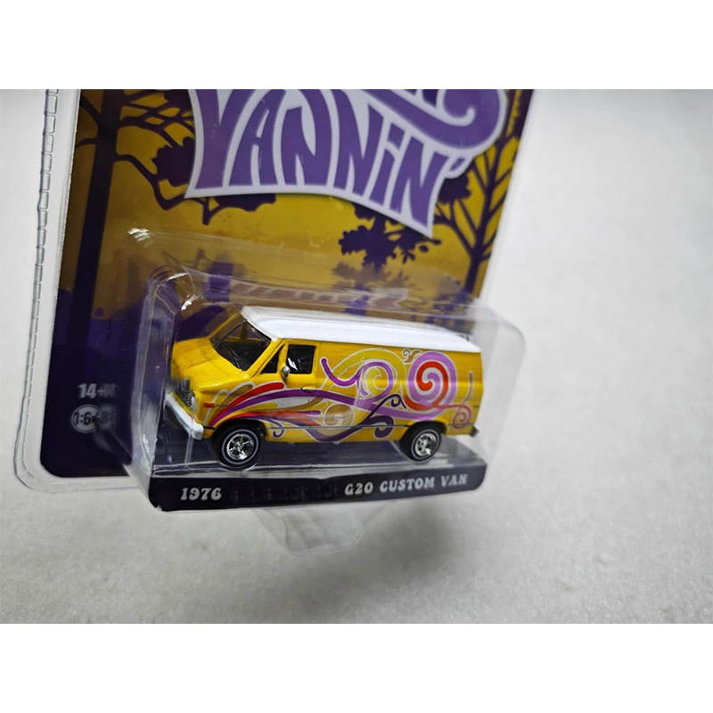 Greenlight 1:64 Vannin-1976 на заказ, серия Van-Yellow Swirl, литая под давлением модель автомобиля из сплава, детский рождественский подарок, коллекционные украшения