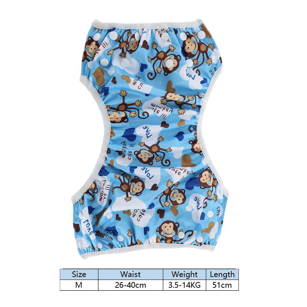 AIO Waterproof Baby Swim Nappy Diaper Reusable Swimming Trunks with Snap Rabbit Printed Pool Pants for Infant Boys Girls Panties