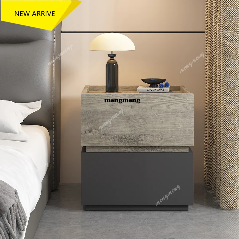 Gray Colour Nightstands Wooden Classic Storage Minimalist Unique Nightstands Modern Space Saving Comodini Bedside Cupboard