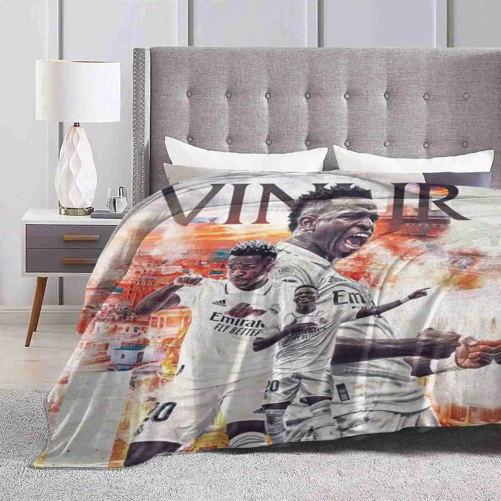 Vinicius Junior Creative Design Light Thin Soft Flannel Blanket Decimocuarto Somos Los Reyes De Europa 14 Campeon Everything