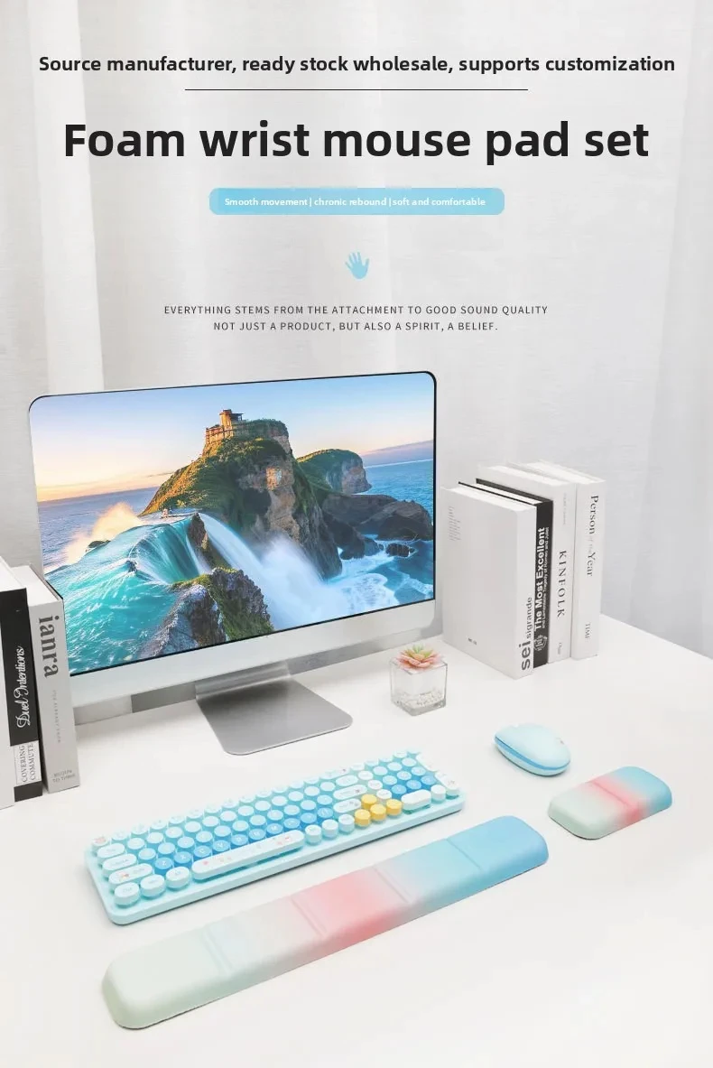 Handgelenkauflage-Mauspad-Set Schaumstoff-Tastaturunterlage Ergonomische Schreibtischunterlage für Büro und Gaming 6 Musteroptionen – Detail 1
