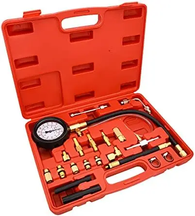 

Lucky Seven 0-140PSI Fuel Pressure Tester Kit for Car, Truck, Motorcycle - Universal Gas Engine Diagnostic Tool