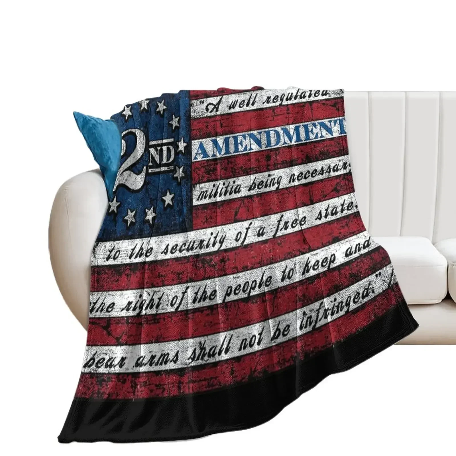 2nd Second Amendment Flag, 1791 Vintage American Flag Throw Blanket christmas gifts Quilt Plaid Blankets