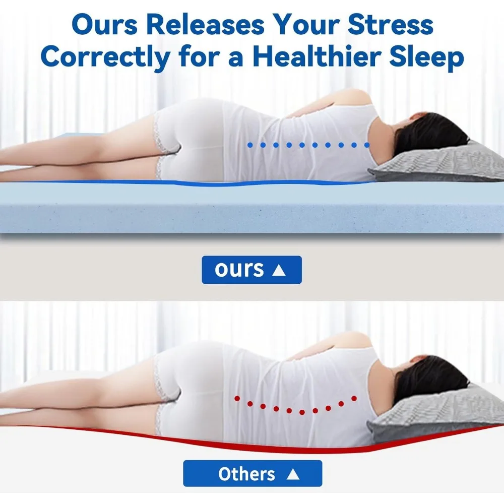 Topper de colchão de espuma viscoelástica de gel de 3 polegadas Queen, colchão de resfriamento com capa de bambu removível e lavável