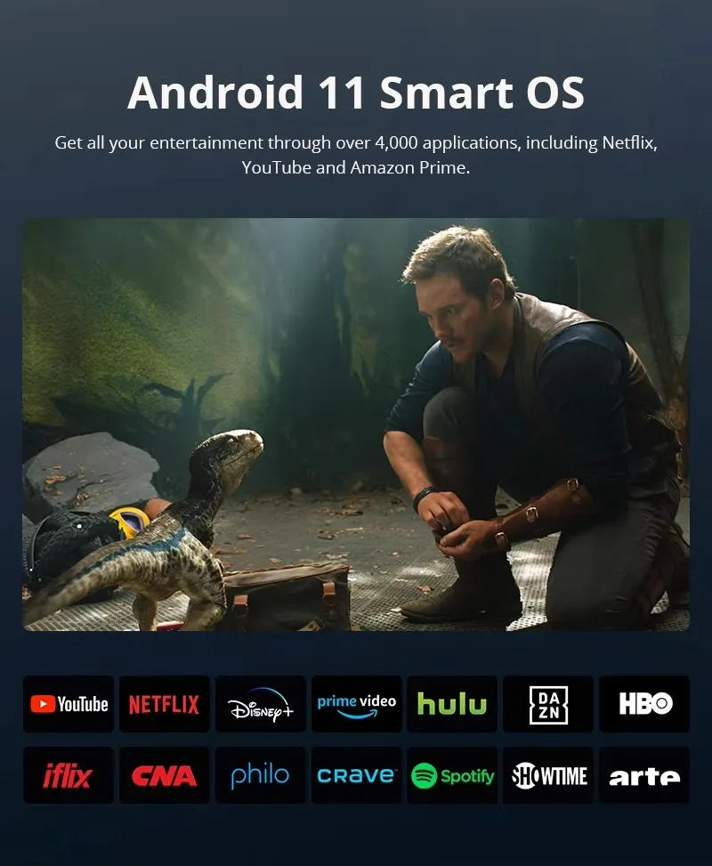 Newest HY800 Smart Projector 300ANSI 4k Native 1080P Picture Quality Dual Wifi6 Home Theater Projectors Auto Keystone Android 11