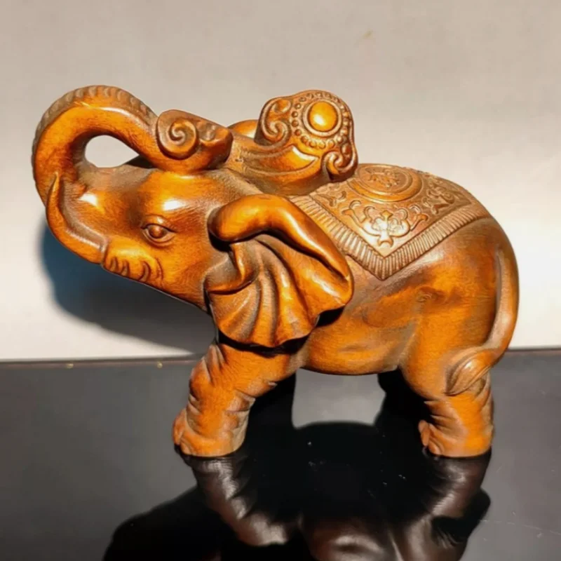 

vintage carved wooden elephant statue Home decoration decor wood carving gift