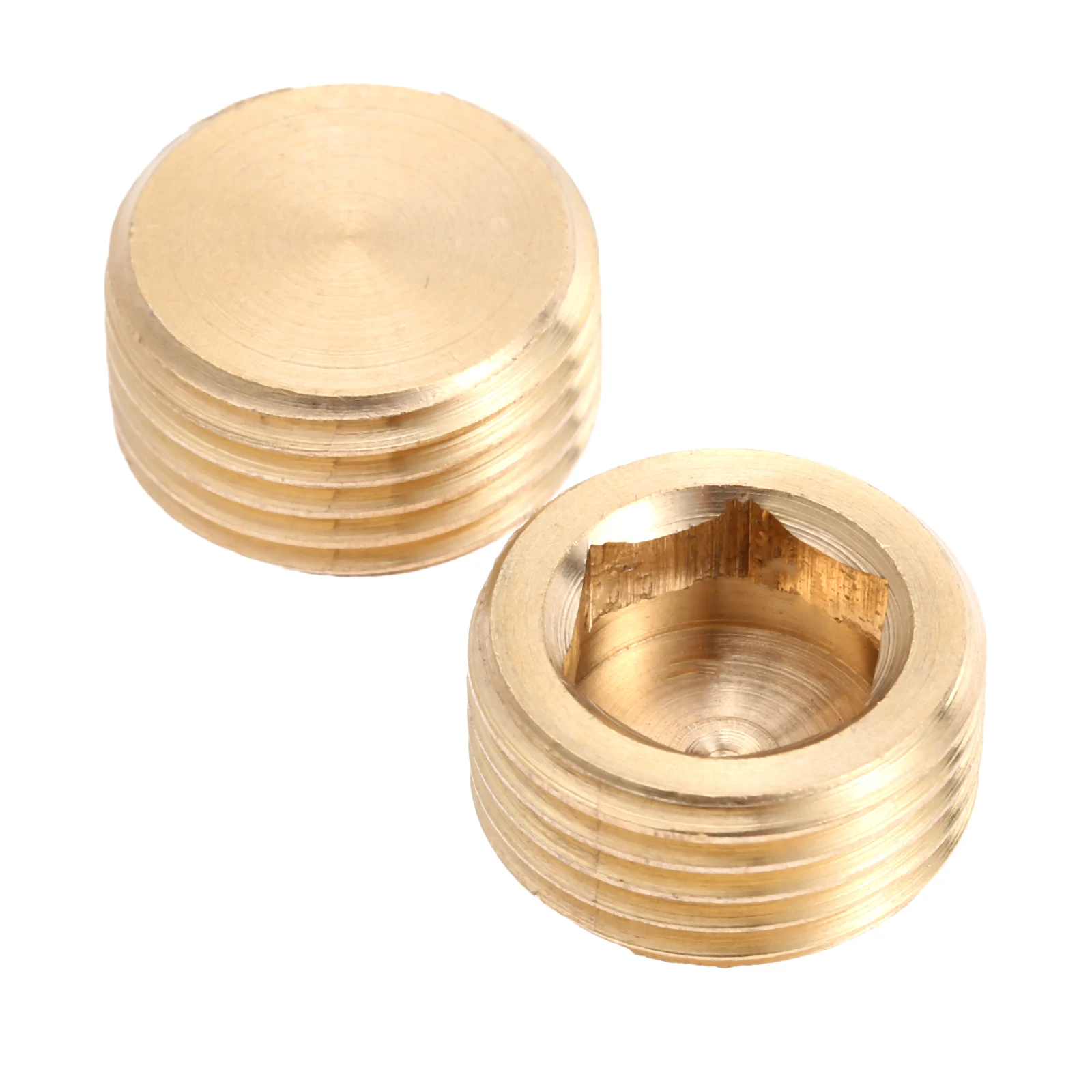 10Pcs 1/8 inch NPT Brass Pipe Fittings Mechanical Fasteners 9.5mm Thread Internal Hex Thread Socket Pipe Plug Fitting Connector