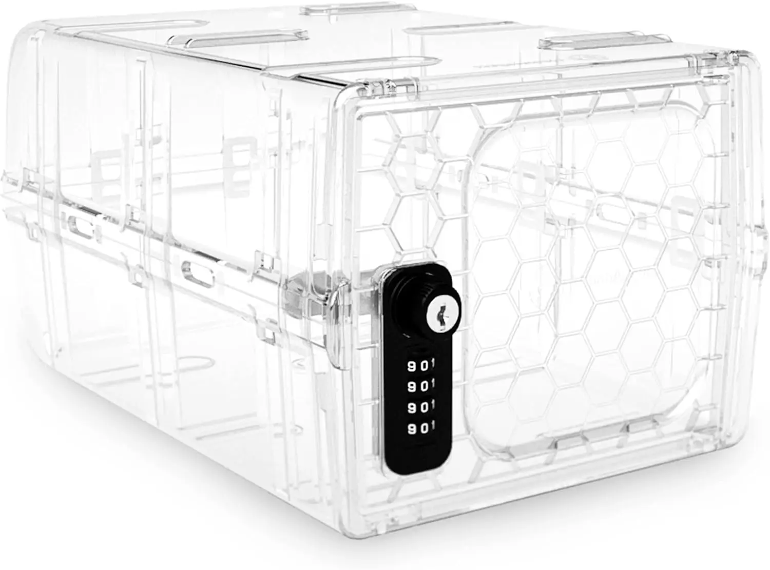 

Clear Lock Box for Food and Medicine with Dual Combination and Keyed Locks, Made of Durable Industrial Plastic