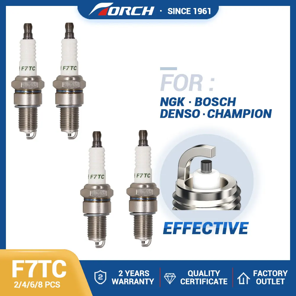 2-8PCS Torch Spark Plug F7TC Replace Candles for BP7ES 412XLS BRISK L14YC DENSO W22EP-U TOYOTA 99098-22695 MAZDA 0745-18-110