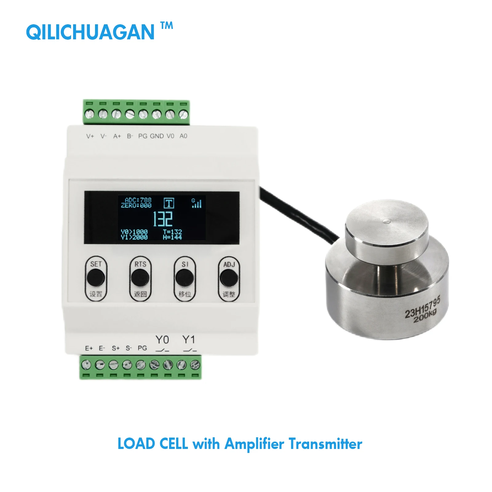 

Mini Load Cell + Transmitter Amplifier With Display,Test Compression Force Weight Pressure Sensor Range 20kg-2000kg