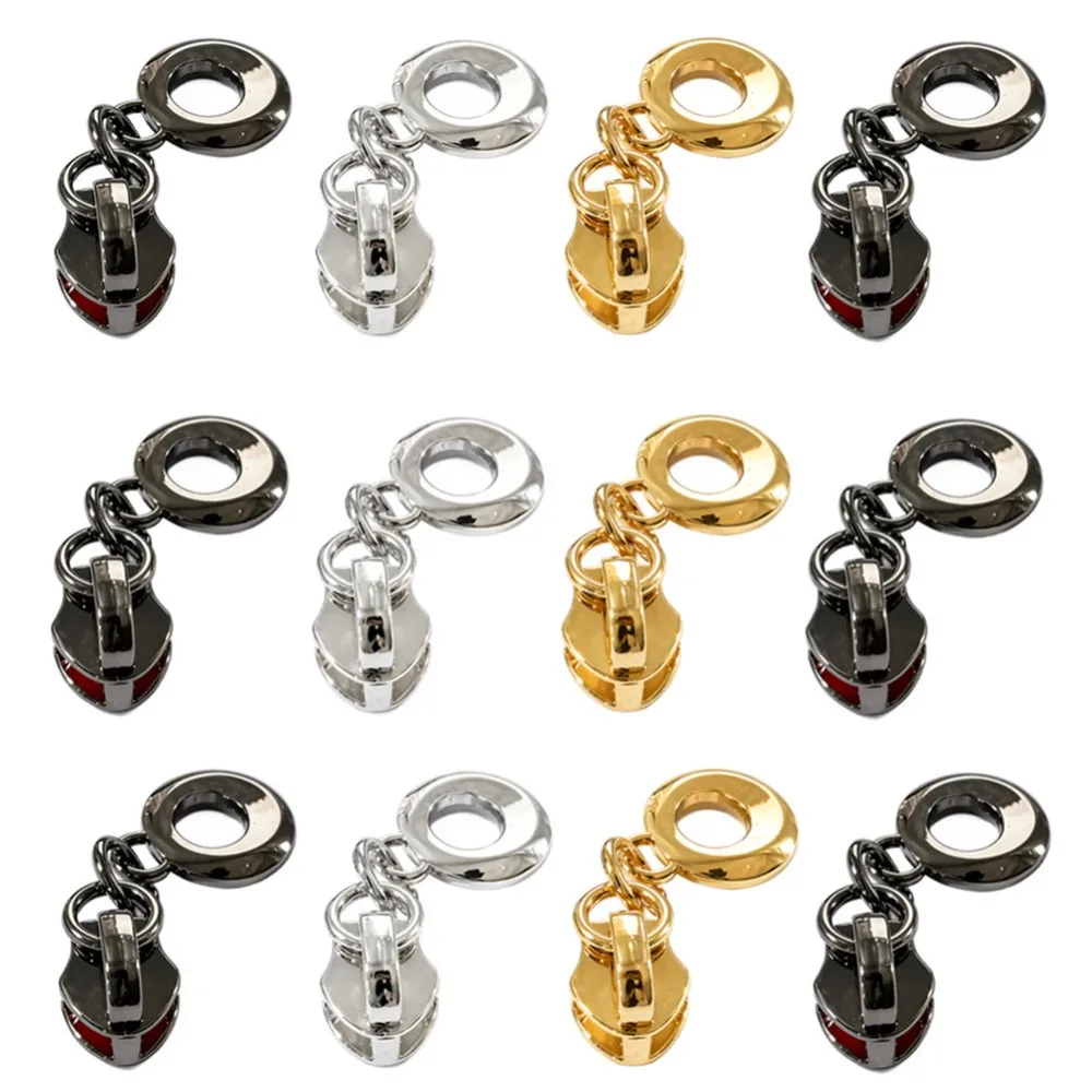 5/200Pcs 5# Ligh tGold Zipper Slider For Nylon Zips Bag Jacket Zip Pull Clothes Sewing Zippers Repair Kit Garment Accessories