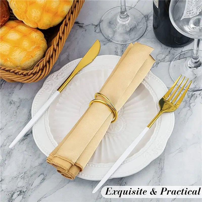 GTBL 108Pcs Metal Spiral Napkin Ring Buckles Simple Napkin Rings For Weddings Reception Dinner Party Buffet Table Decor Gold
