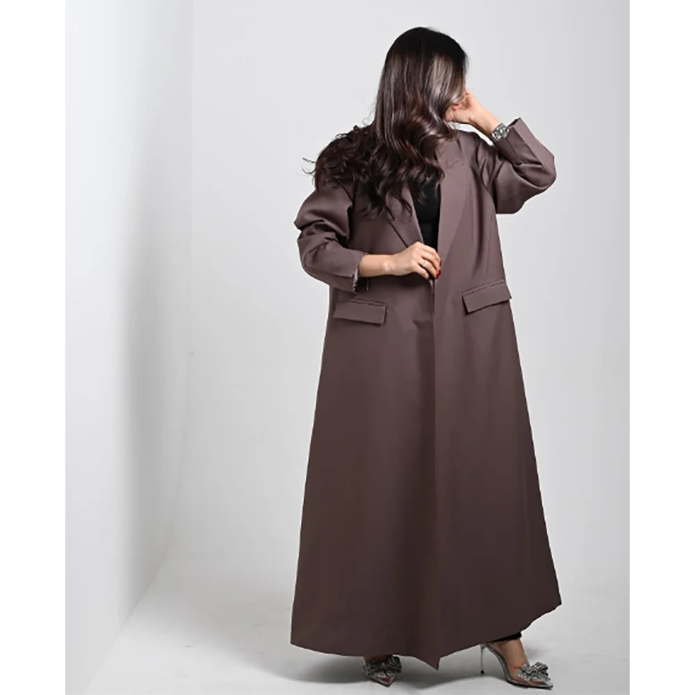 Loose Single Breasted Women Long Blazer Female Daily Coat Formal Ankle Length Dress jaqueta feminina