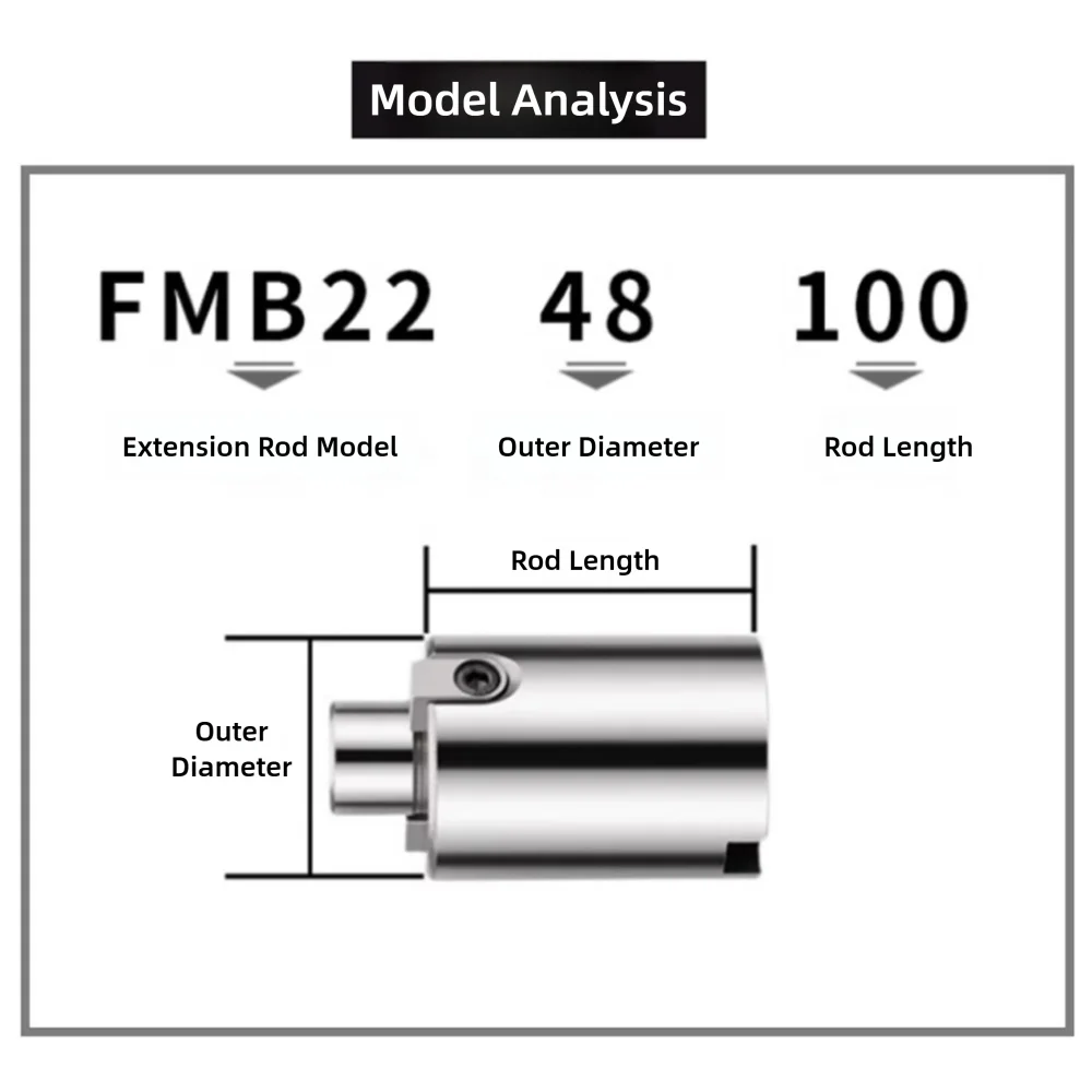 Fräskopf-Verlängerungsstange FMB16/22/27/32/40-50L/100L Werkzeughalter Drehmaschine BT30 BT40 Spindelanschluss Schaft CNC-Zubehör – Detail 8