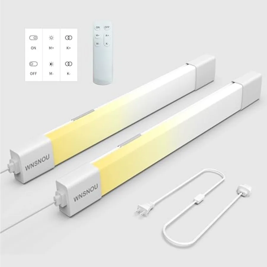 

Under Cabinet Lights with Plug. 3000K-6500K Dimming and Color. with Wireless Control Panel and Remote Control.18W 1800LM for Ga