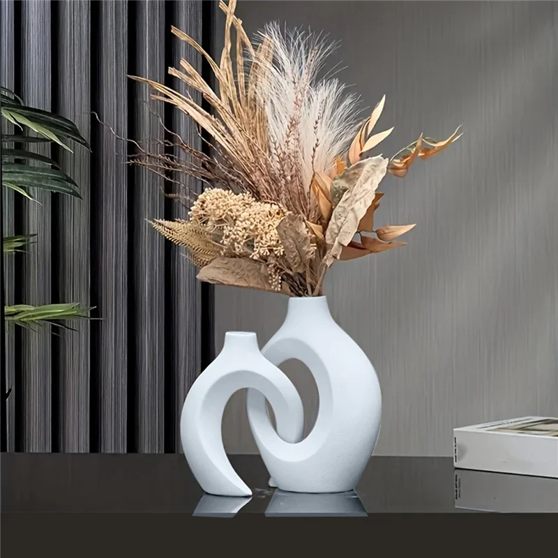 AAAF Hollow Flower Vases Plastic Imitation Vase Set Of 2 For Modern Home Decor, Nordic Style For Living Room