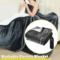 Electric Blanket Warmer Flannel & Lambskin Soft Nap Blanket Washable 9 Heating Levels 12 Hours auto-Off Over-Heat Protection