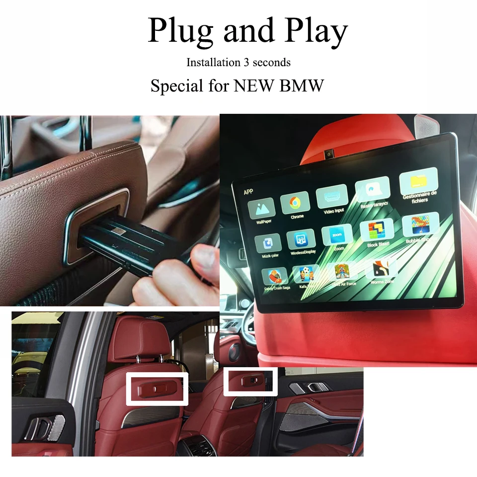 

For 2023-2026 BMW 5 7 Series XM i7 4G+64G Android 13 IPS 2K HD Screen Headrest Monitor Rear Seat Entertainment Multimedia Player