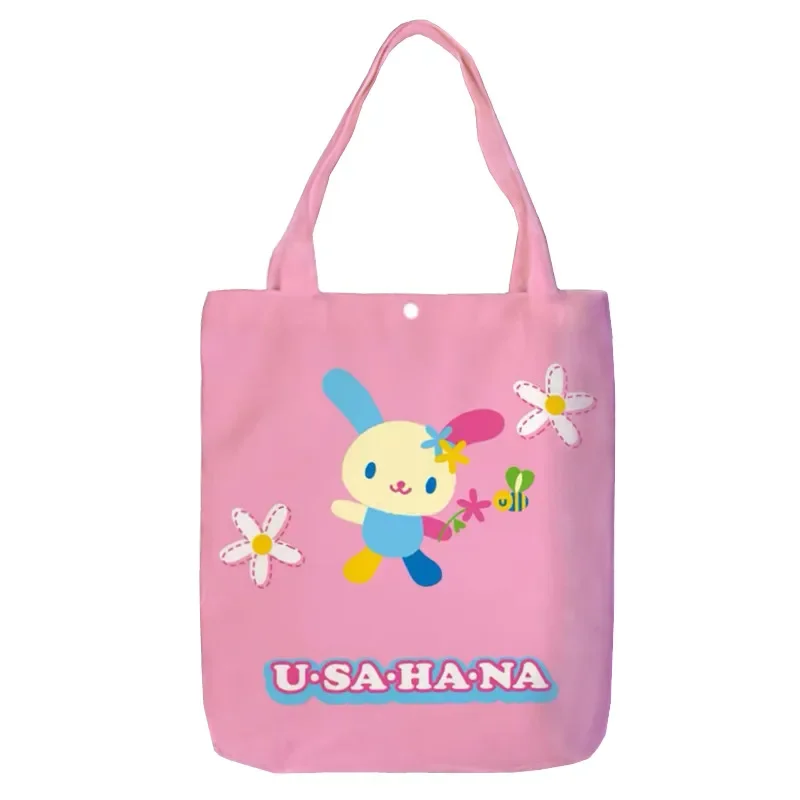 Cute Usahana Shoulder Bag Cartoon Anime Canvas Tote Bags for Women Kawaii Eco Reusable Shopping Bags Girls School Book Bag