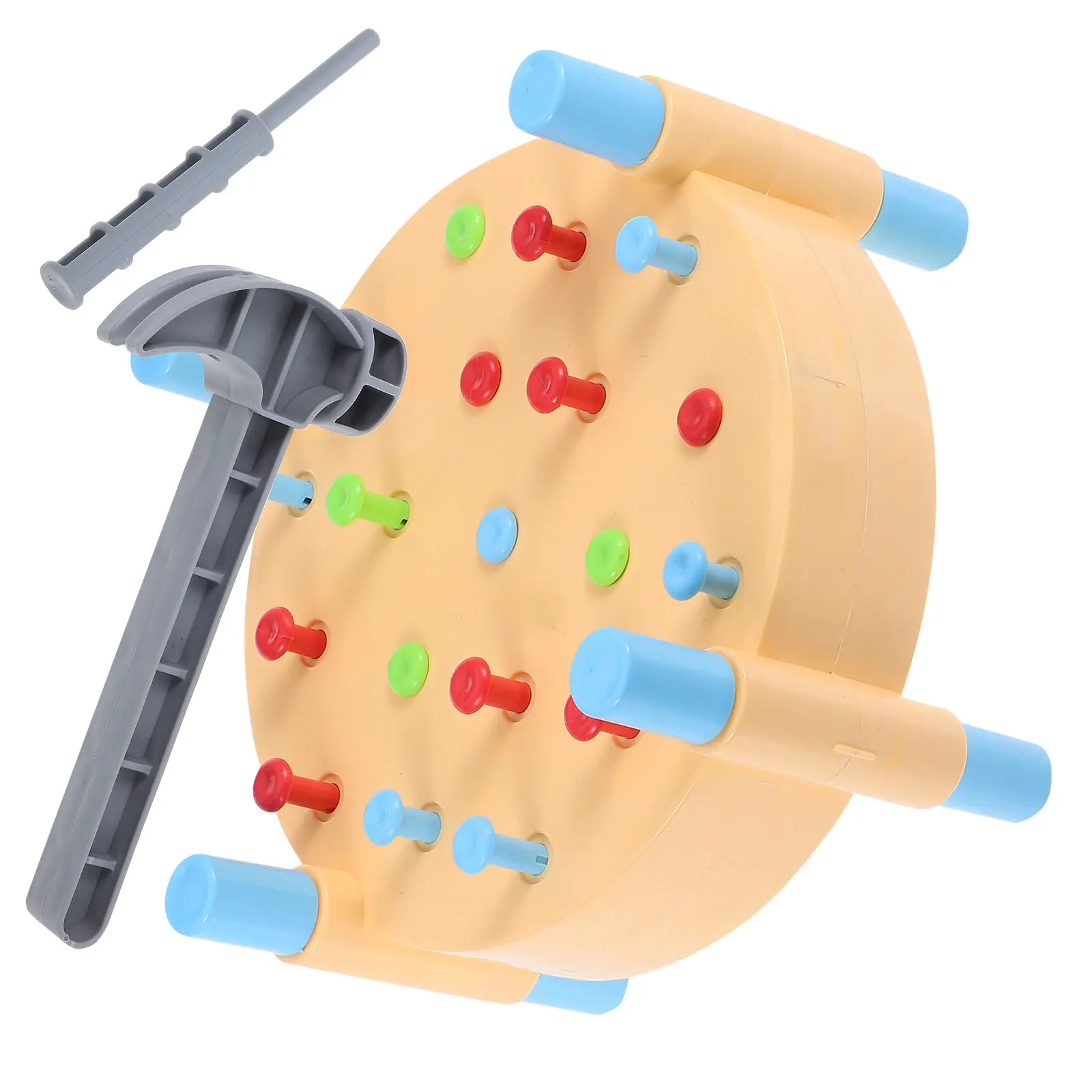 1Set Montessori Hammering Pounding Busy Board Colorful Toddler Activity Early Learning Simulation Hammer Bench for Coordination