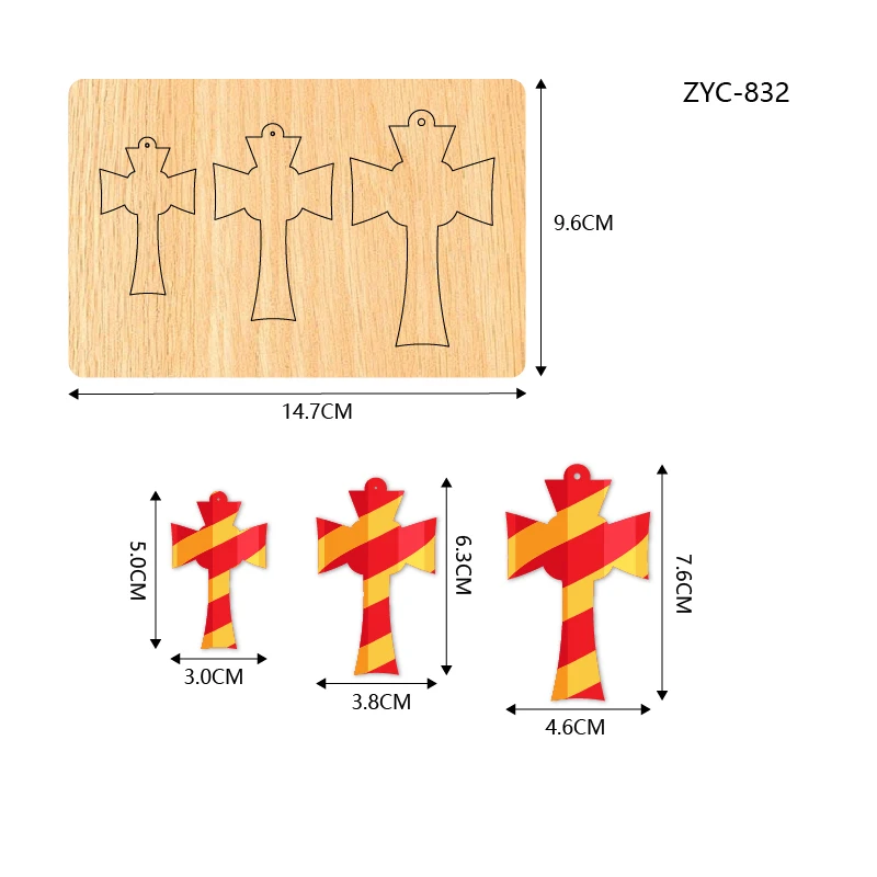 ZYC-832 eardrop wooden cutting mold suitable for diecutting machines