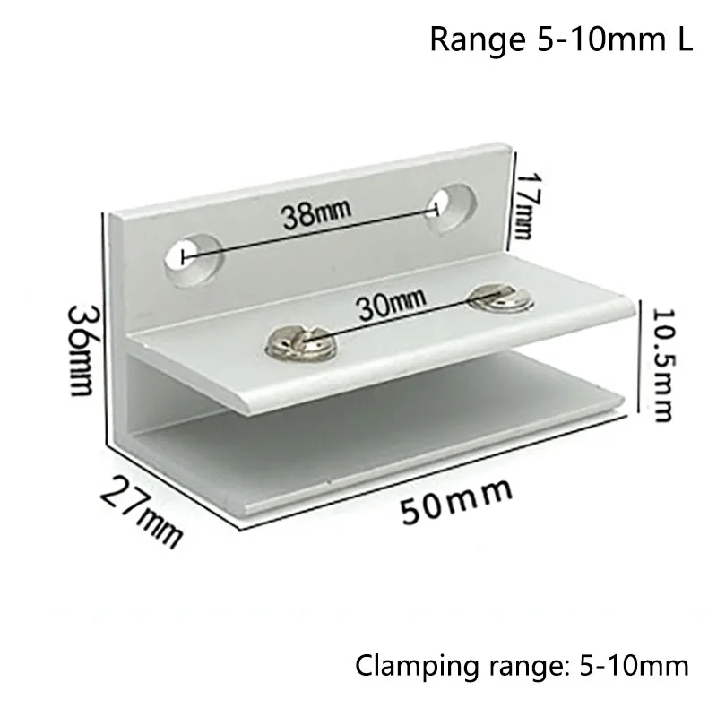 F Style Aluminum Glass Clamps Shelves Support Bracket Clips DIY Hardware for 5 to 13mm Thickness Board Glass Acrylic