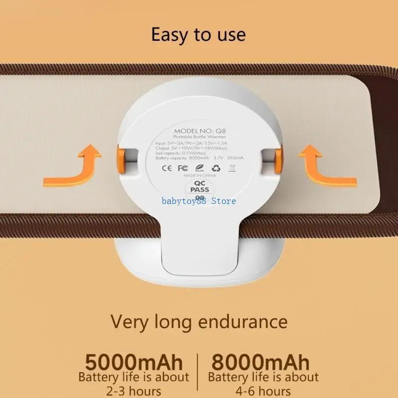 

Y4UD Wireless Bottle Heater Universal USB Charged Bottle Warmer PU Heating Sleeve Bag