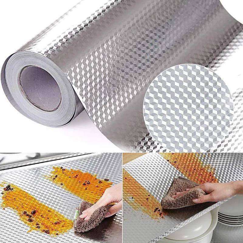 Multifunctional Self Adhesive Kitchen Aluminum Foil Stickers Oil Proof Waterproof  Stove Sticker Kitchen Backsplash Wallpaper