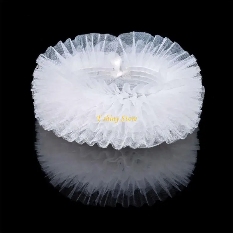 N58f Femmes Mesh superficielle Ruffle Faux Coll Colliers Up Chokers Renaissances Small Neck Ruff Collar Châle pour Halloween