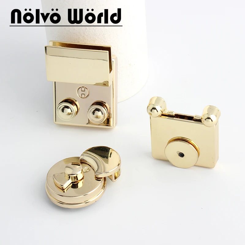 2-10sets Metal Clasp Snap Locks Perfect For Leather Shoulder Bags Purse Briefcase Square Round Lock Buckle Hardware Accessories