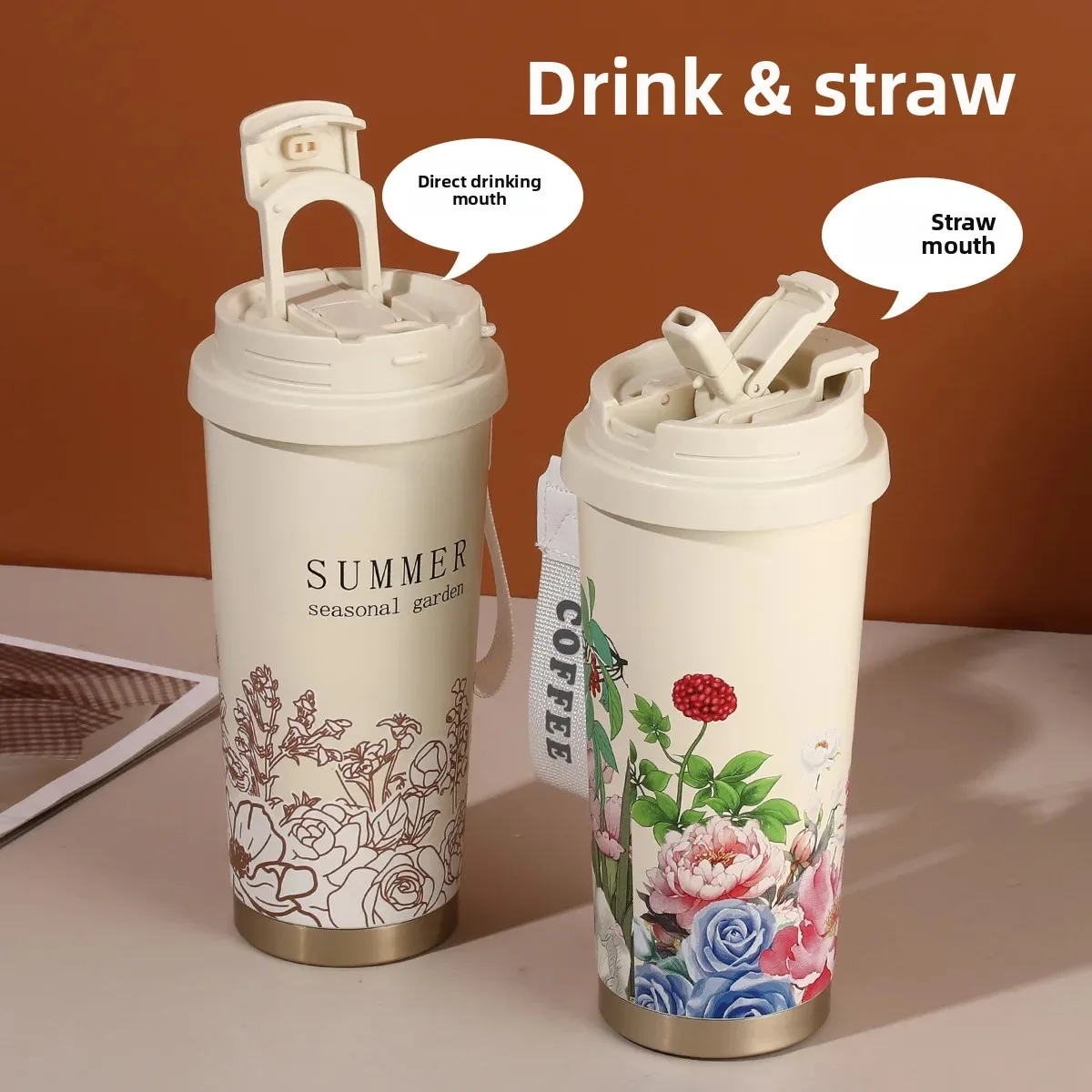 

for Men And Women Insulated Mug Trendy Coffee Cup Stainless Steel 316 Double Wall Straw Cup High Aesthetic Value