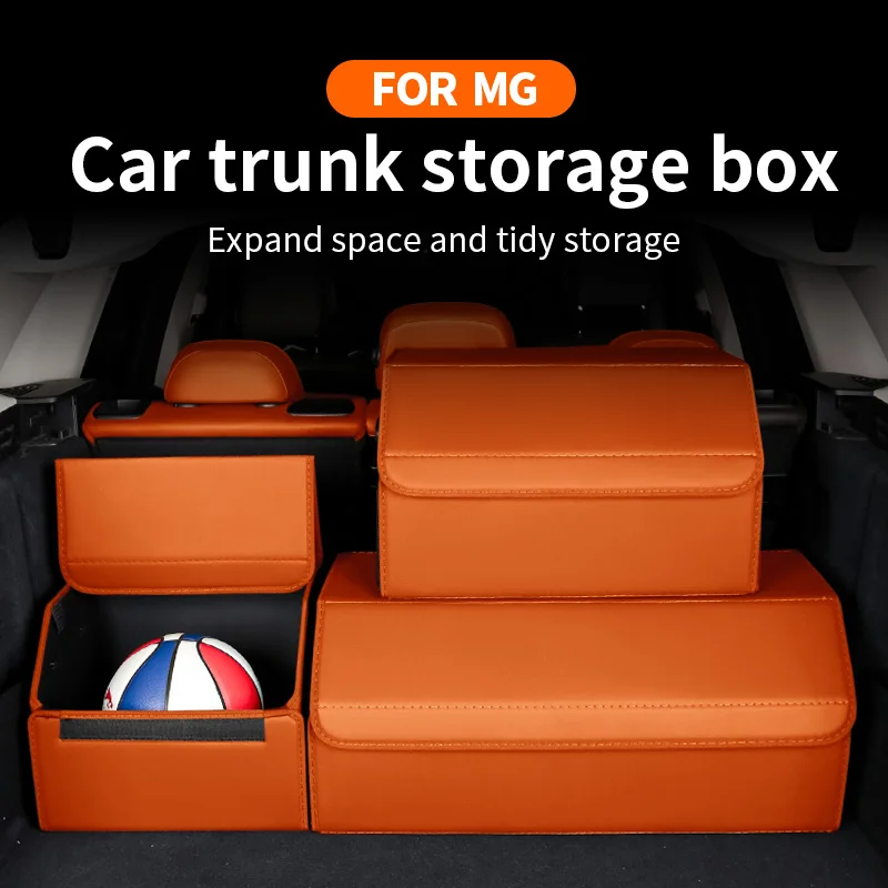 

LIMUD Car Trunk Storage Box Leather for MG one 4 7 zs Cyberster MG6 S5 RX5 Waterproof Stowing Tidying Car Organizer
