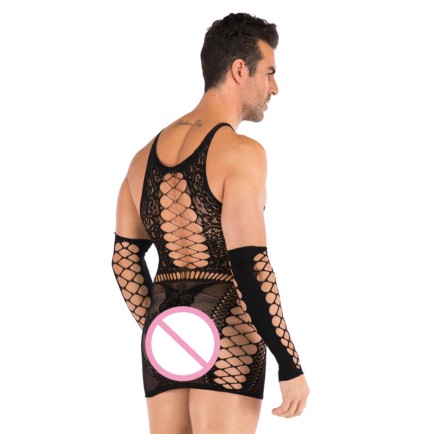 Erkek Sissy See-through Crotchless Elbise Külotlu Çorap Bodystocking Eşcinsel Erkek Iç Çamaşırı Sıcak Egzotik Bodysuit Adam Iç Çamaşırı