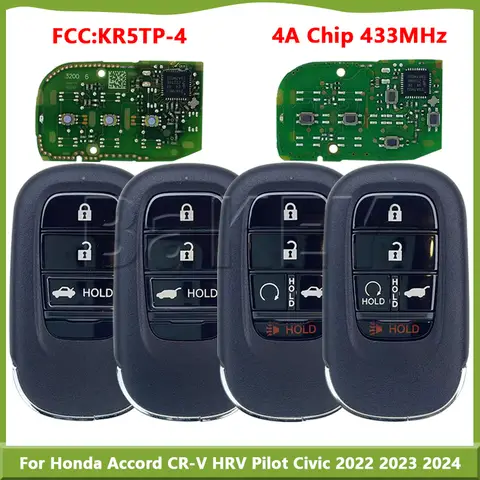 혼다 어코드 CR-V HRV 파일럿 시빅 2022 2023 2024 433MHz 4A칩 스마트 키 키리스 고 72147-3A0-A01 A3C0775510100 KR5TP-4 혼다 어코드 CR-V HRV 파일럿 시빅 2022 2023 2024 433MHz 4A칩 스마트 키 키리스 고 72147-3A0-A01 A3C0775510100 KR5TP-4