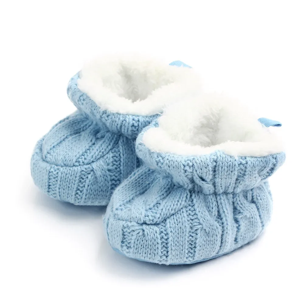 Winter Newborn Baby Cotton Booties Infant Toddler Girls Boys Soft Bottom Snow Boot Shoe Cute Knit Plush Warm Boots 0-18Months