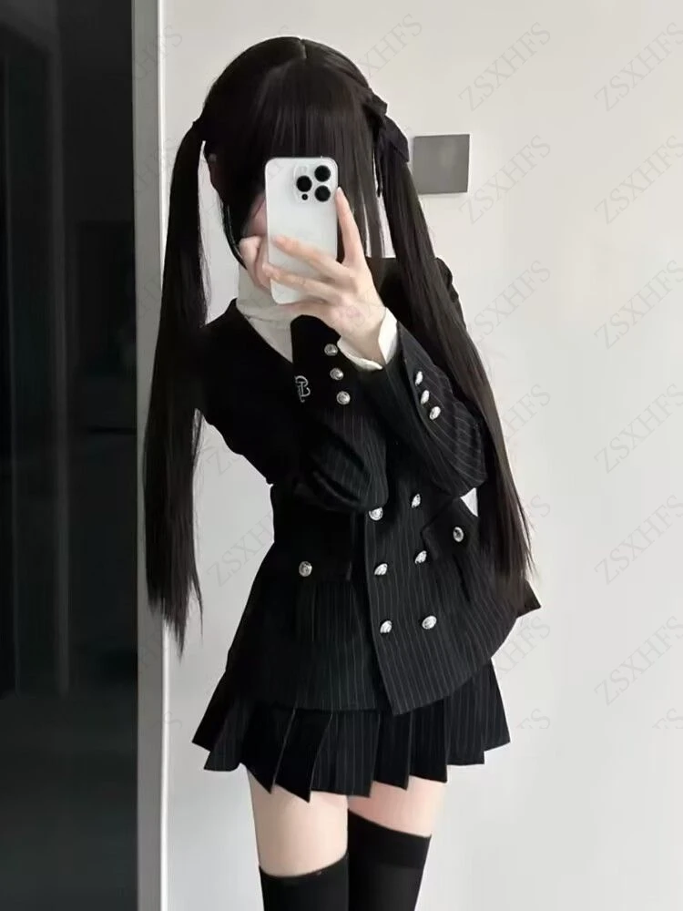 Dames Colbert Dames Gekerfde Kraag Lange Mouw Temperament Designer Jassen Gothic Chic Trendy Effen Double-Breasted Jassen