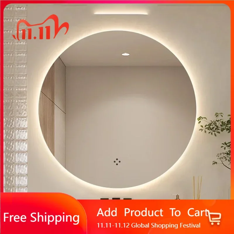 

Compact Light Shower Mirror Living Room Funky Modern Bathroom Hanging Circle Mirror Funky Big Princess Lustro Home Decor Items