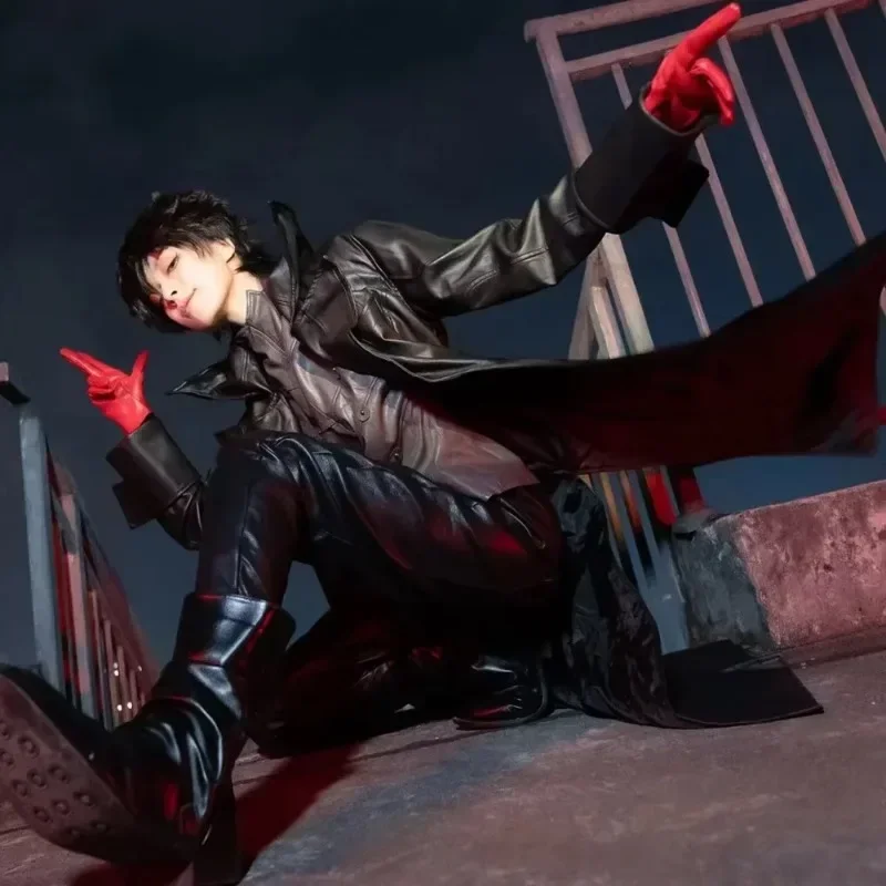 Game Persona Joker Ren Amamiya Cosplay Costume Leather Jacket Pants Gloves Full Set Party Anime Carnival Dress Up Adult Outfit
