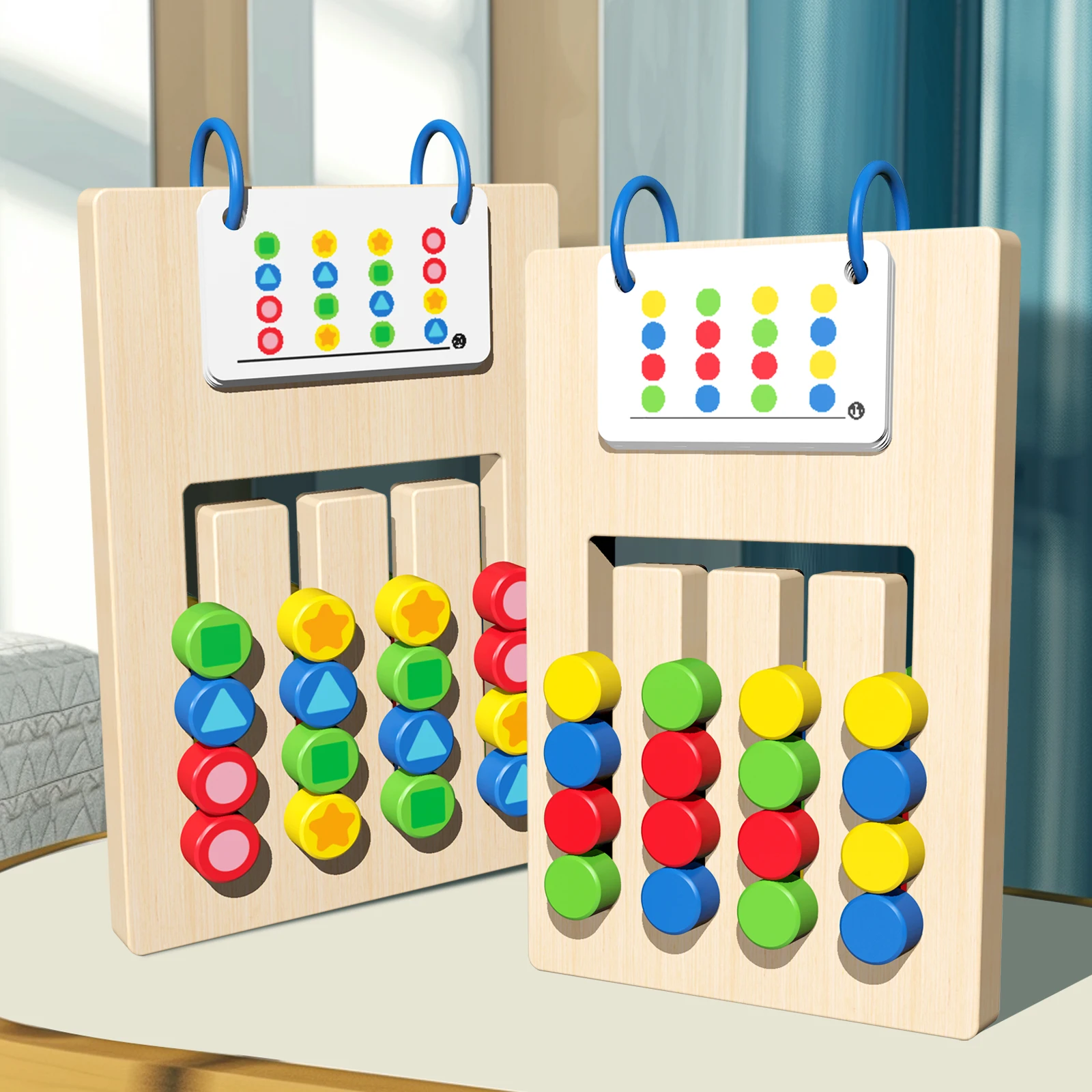 Jouets en bois Montessori pour enfants, jeu de correspondance des couleurs, Puzzle coulissant, jeu de mémoire, pensée logique, entraînement, jouets de planche d'activité