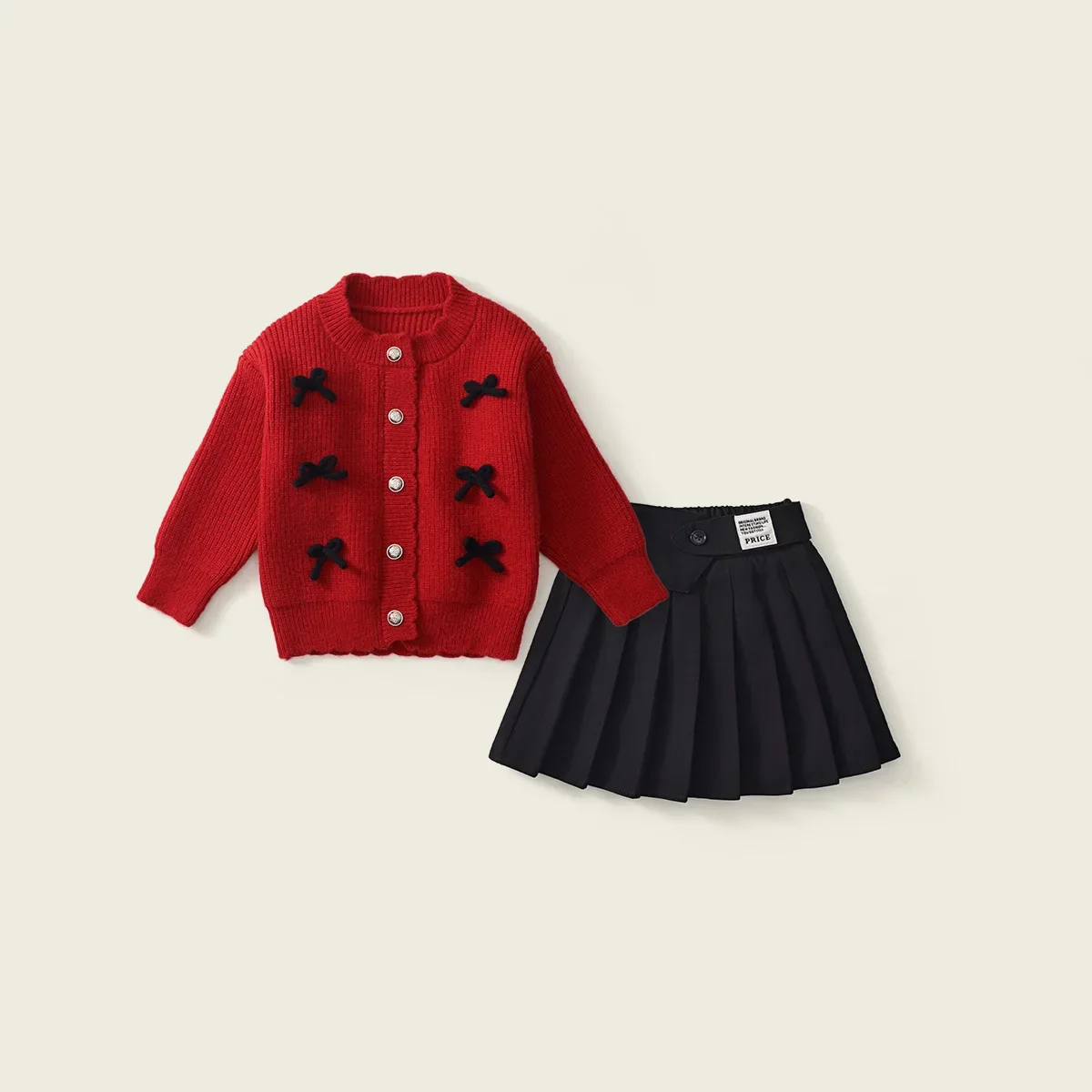 Baby Girls Cardigan Kids Bow-knot Sweaters Toddler Infant Knitted Jacket Skirts 2024 Autumn Winter Children's Clothing Sets