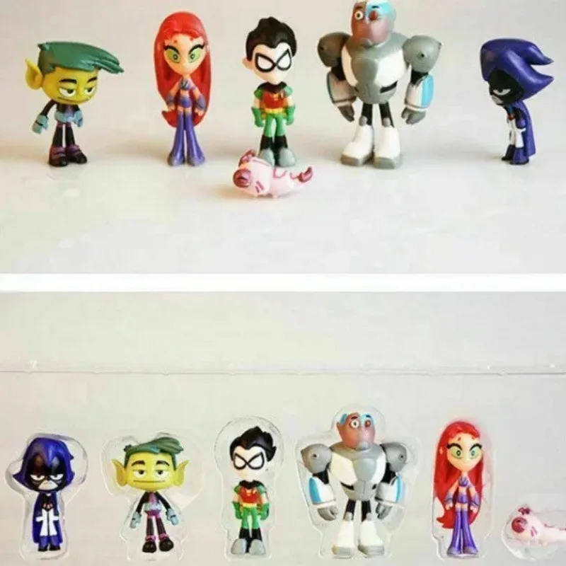 6 teen titans Beast Boy steel spark crow hand doll model ornaments creative children's gifts animation party supplies.
