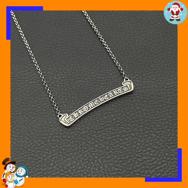 Premium Retro Scroll Necklace Men's and Women's Gold Pendant Classic Collarbone Chain Old Trendy Brand Gift
