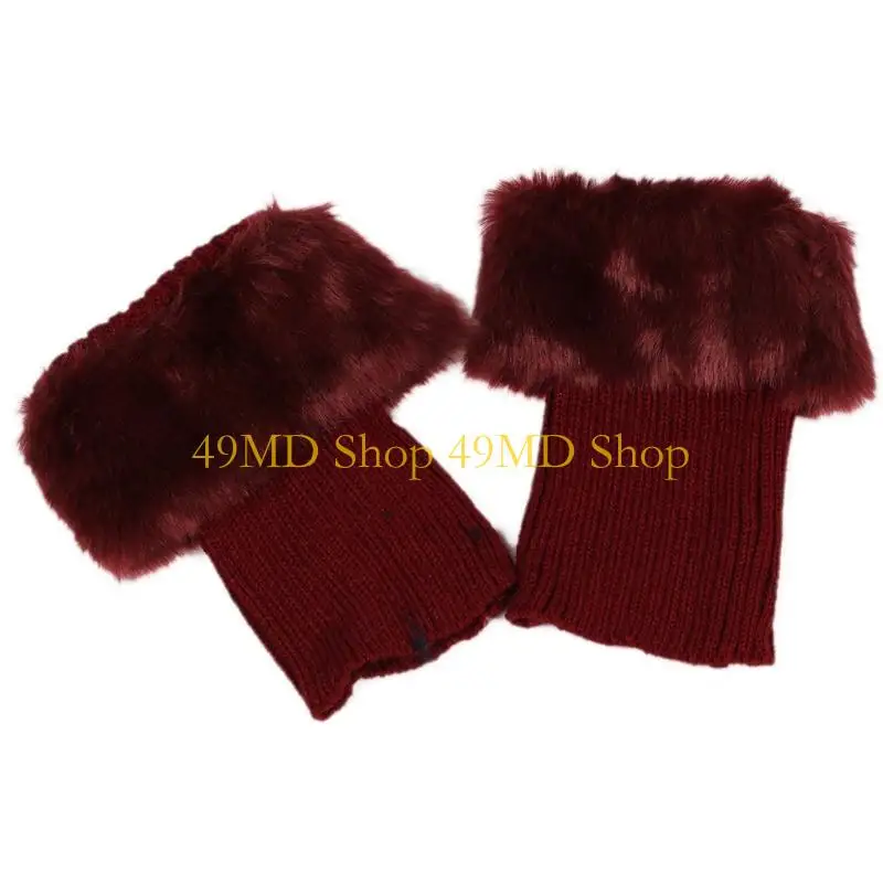 49MD قصيرة النساء أصفاد للأحذية عالية الرقبة (الأحذية عالية الرقبة) الجوارب توبر الجراميق مع أفخم تقليم الشتاء مضلع محبوك بلون