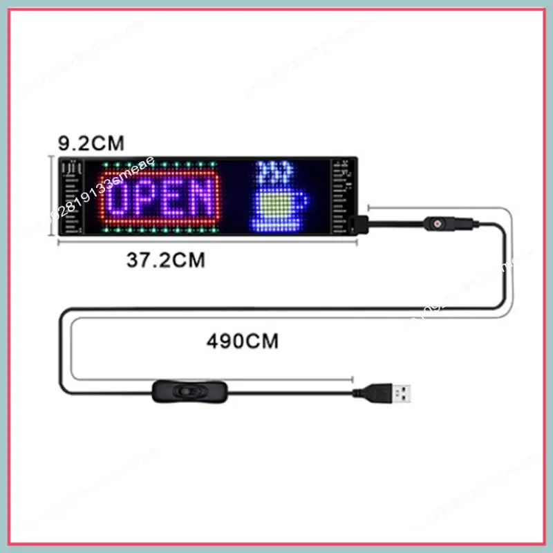 N94R Display Flexível LED USB 5V 16X 96 Resolução RGB Animação de Texto de Rolagem Para Publicidade Carro Casa 9,2X 37,2Cm