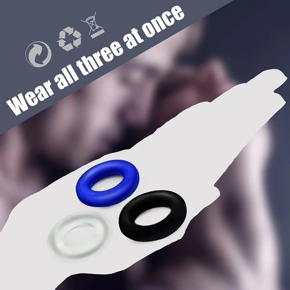 3 Pcs/Set Penis Rings Cock Rings Penis Trainer Stronger Erection Delay Ejaculation High Elasticity Time Lasting Sex Toys for Men