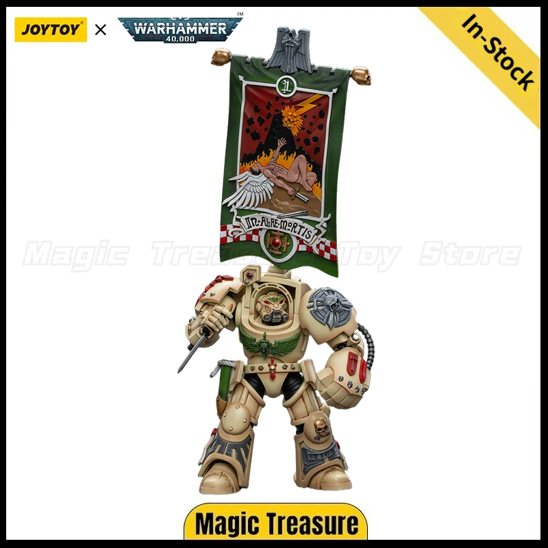 

【In Stock】JOYTOY 1/18 Action Figure Warhammer 40K Dark Angels Deathwing Ancient with Company Banner Model Toy Gifts