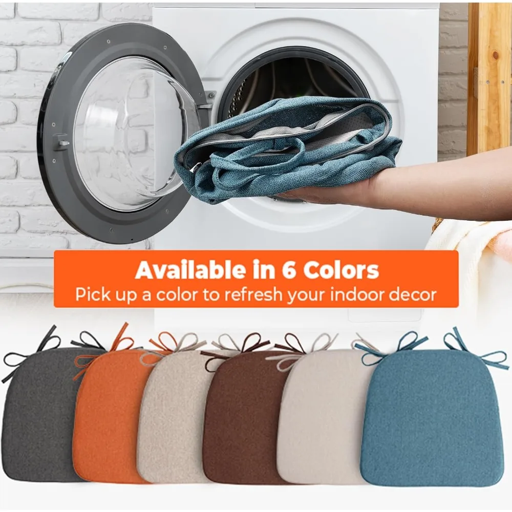 وسائد كرسي الطعام، على شكل حرف D مع أغطية وربطات عنق قابلة للإزالة وقابلة للغسل، مناسبة للمطبخ والاستخدام الداخلي #4