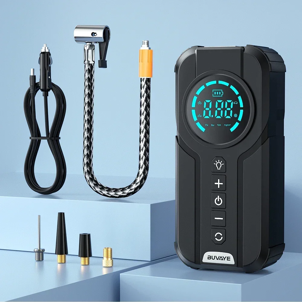 

BUVAYE Wired Car Inflator Tire Pump Air Compressors & Inflators Portable Tire Inflator Digital Air Compressor with 3M Power Cord