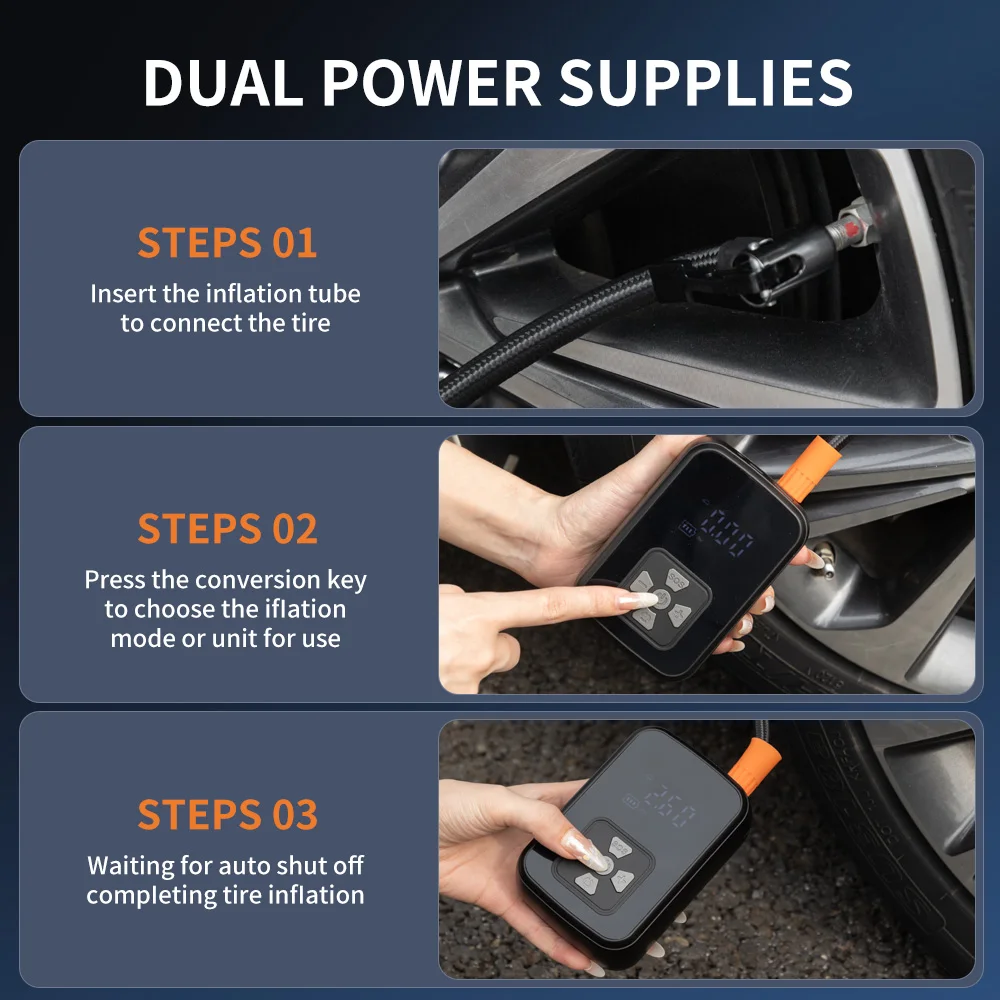 YIJU المحمولة سيارة مضخة هواء مضخة نفخ الإطارات الكهربائية ذكي شاشة ديجيتال آلات الغازات الإطارات دراجة نارية ضاغط الهواء